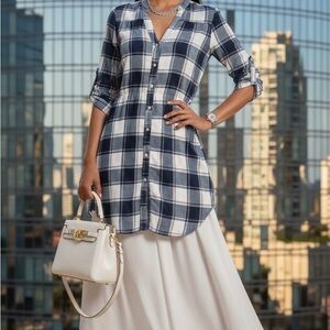 Passport Blue and White Plaid Shirt